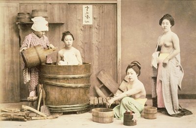 Geishas Bathing, c.1880s by English Photographer